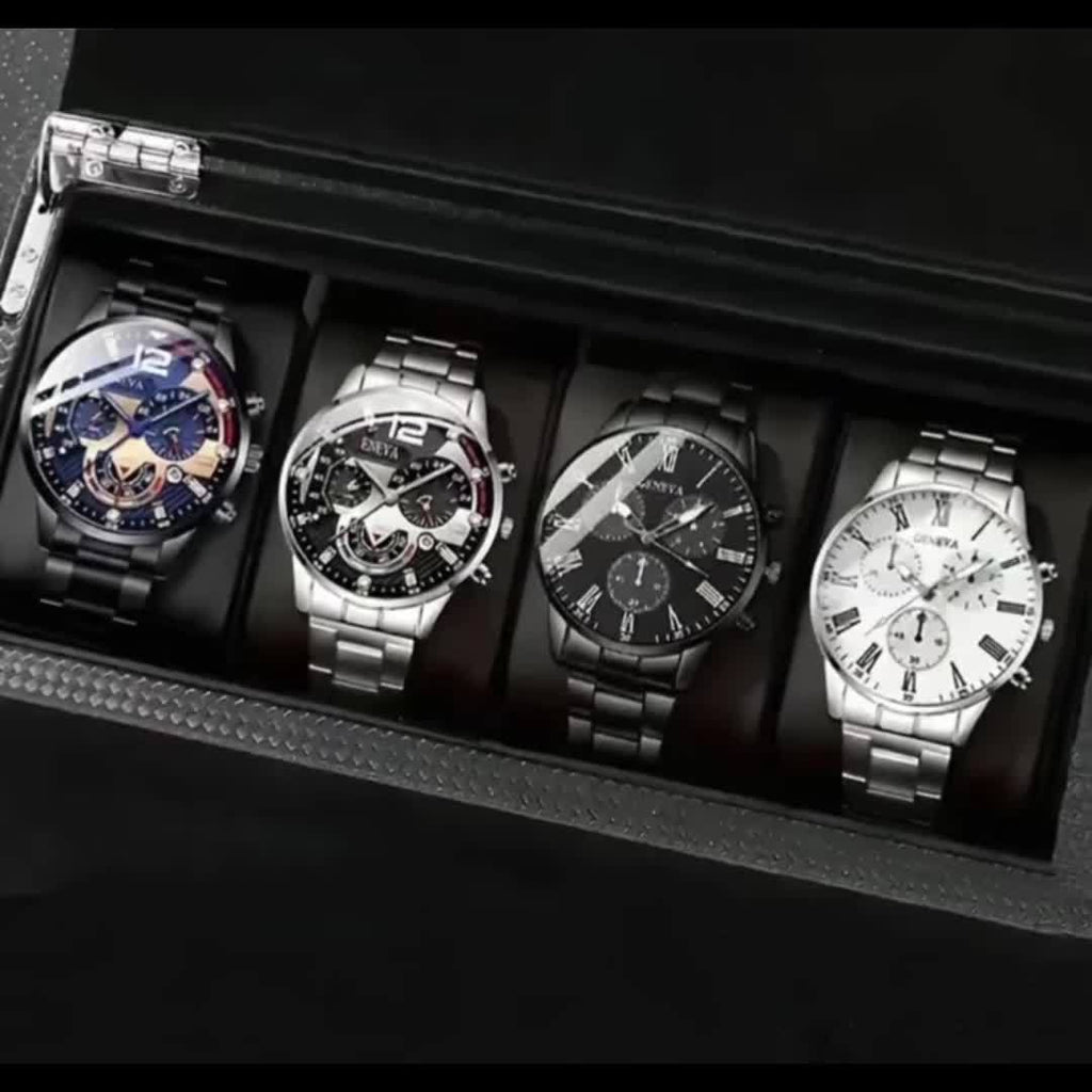 Men's Fashion Trendy 4pcs Watch Set