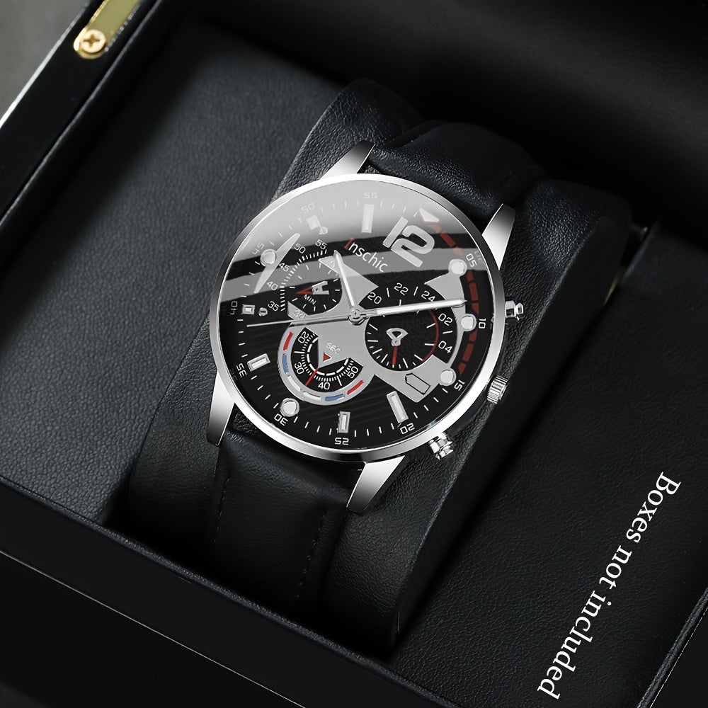 10pcs Men'S Luxury Fashion Quartz Watch Set -