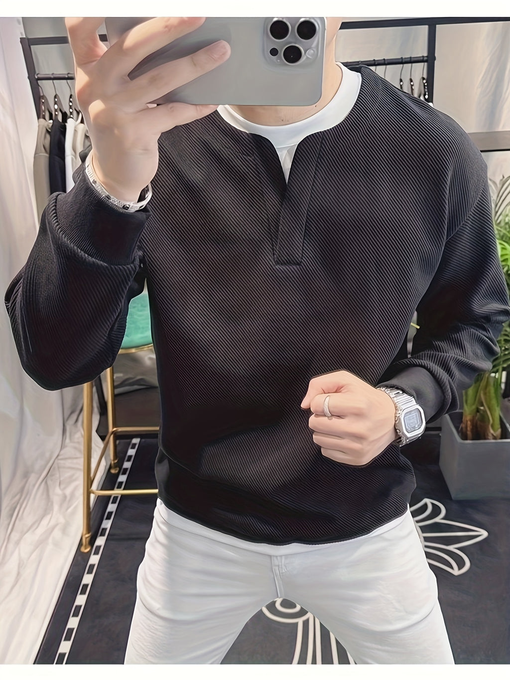 Classic Half-Zip Knit Sweater for Men