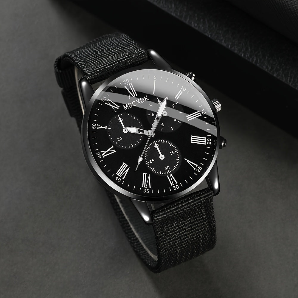 10pcs Men'S Luxury Fashion Quartz Watch Set -