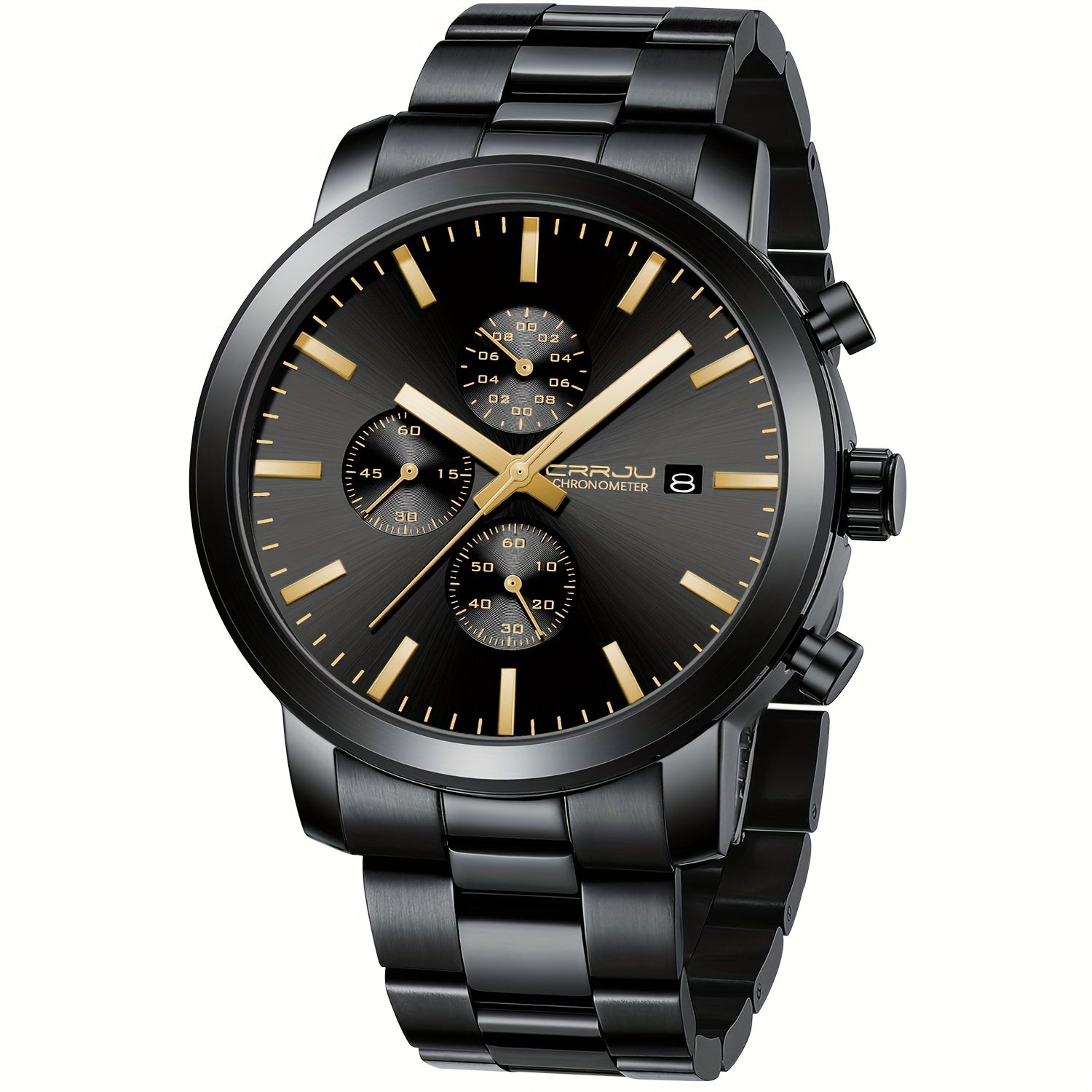 A High-quality Wristwatch For Men With Multiple Functions And A Stainless Steel Strap.