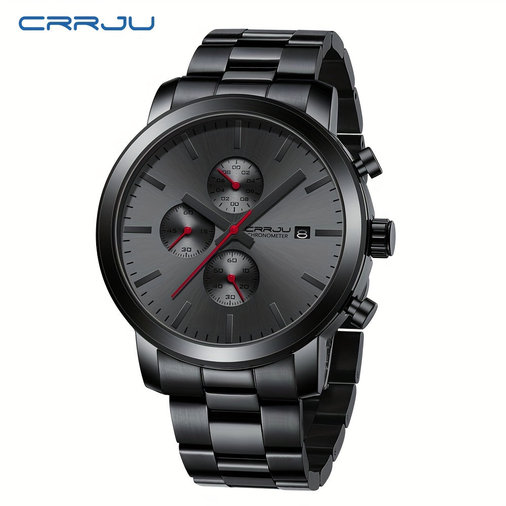 A High-quality Wristwatch For Men With Multiple Functions And A Stainless Steel Strap.