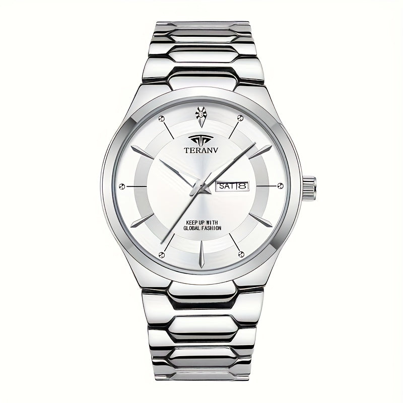 1 Men's Luxury Business Style Watch - 30m, Luminescent Analog Quartz Watch with Date/Day Display, Black & Golden Dial, Multi-Zone Time, Chronograph-Free Operation,, Ideal for Formal & Casual Attire, Ideal Gift for Men - Sleek