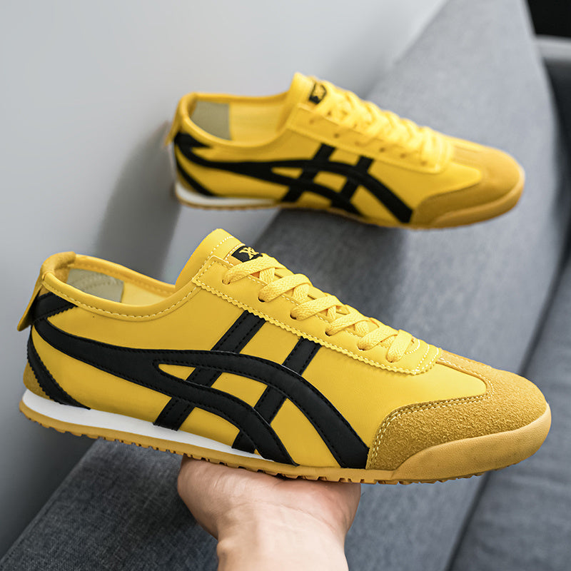 2025 New Korean Style Men'S Slip-On Sneakers - Vibrant Yellow & Black Low-Top Casual Shoes with Synthetic Synthetic Faux Upper, Modern Sneakers, Men Trainer Size, Onitsuka Sneaker, Onitsuka Shoe, Sneaker Man, Sports Sneaker M