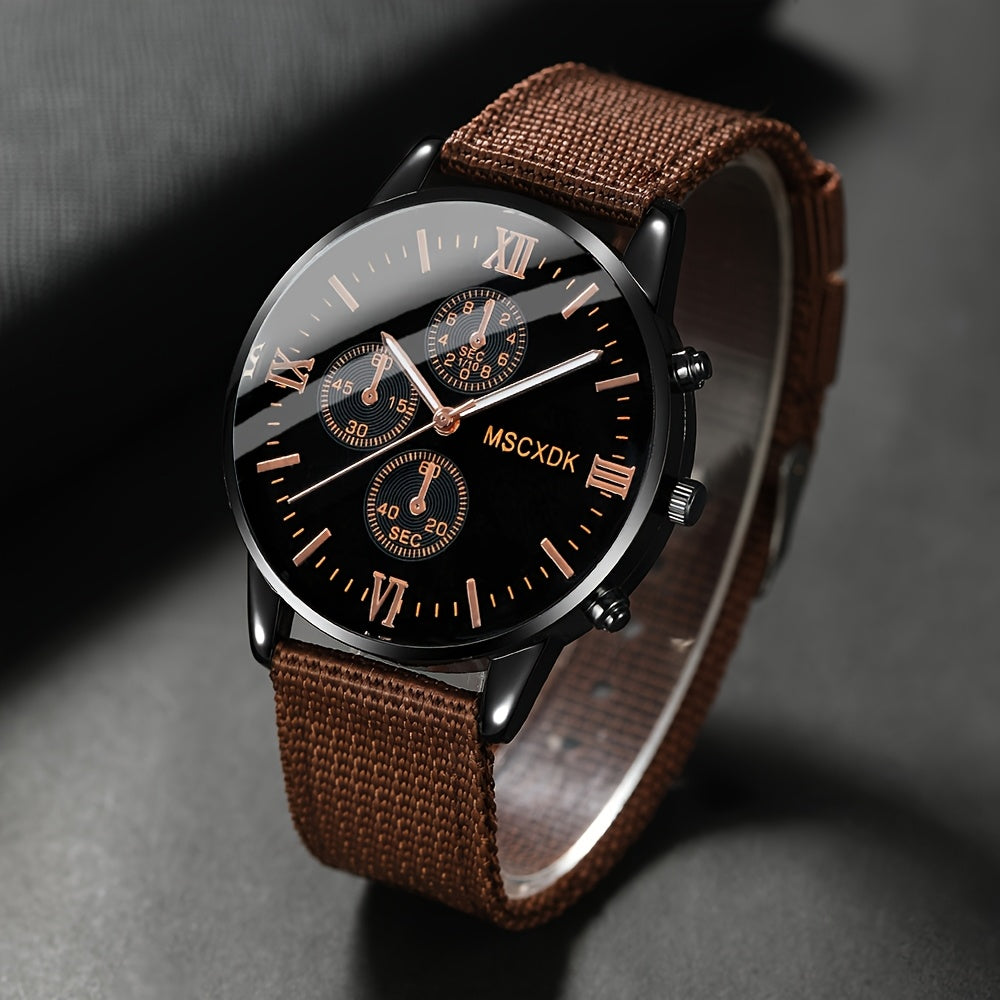 10pcs Men'S Luxury Fashion Quartz Watch Set -