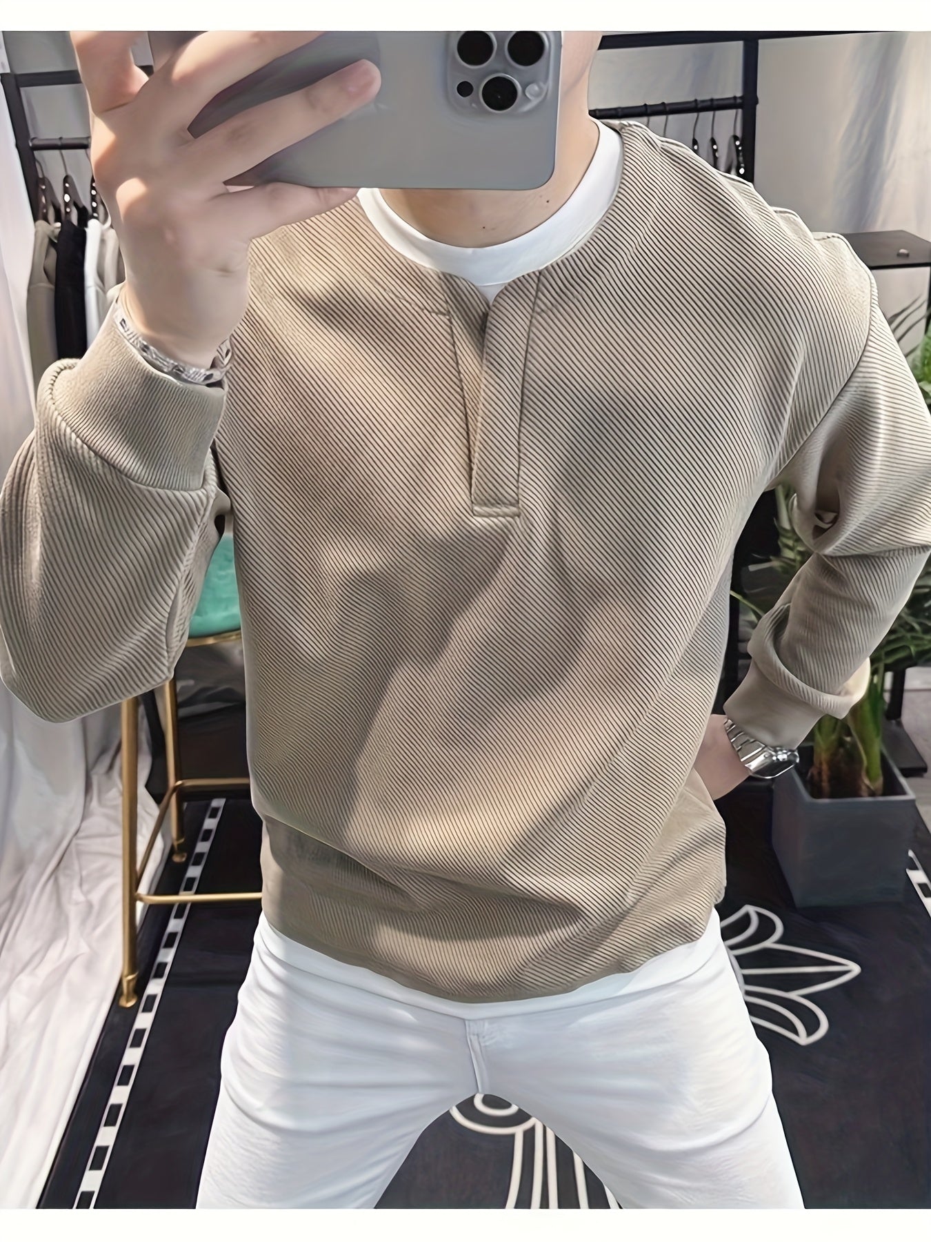 Classic Half-Zip Knit Sweater for Men