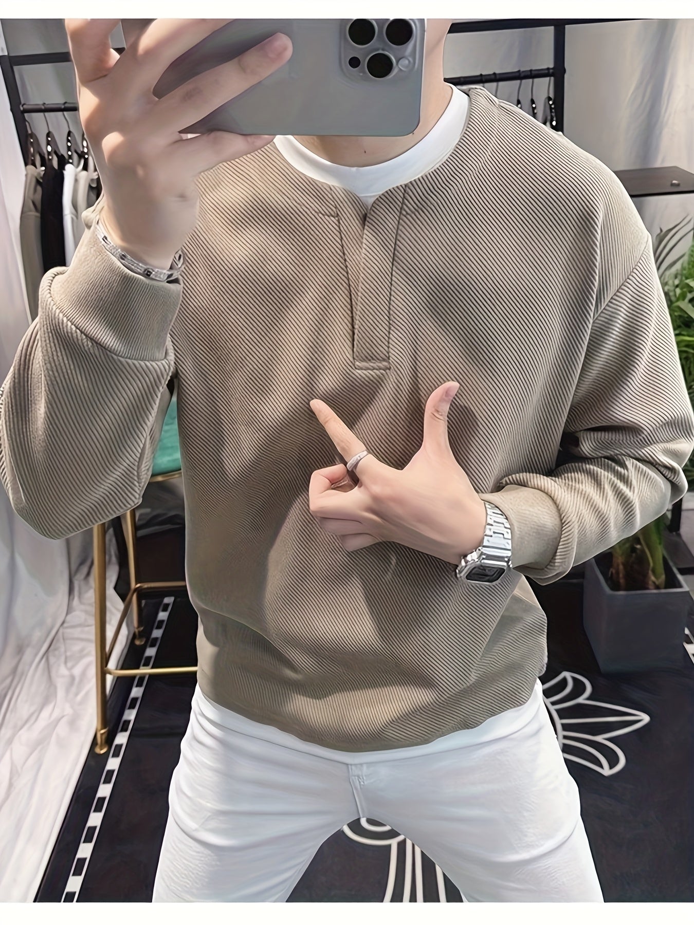 Classic Half-Zip Knit Sweater for Men