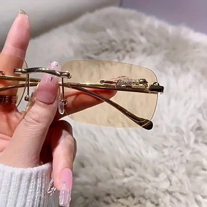 Glasses with Golden Frame and Leopard Print Design