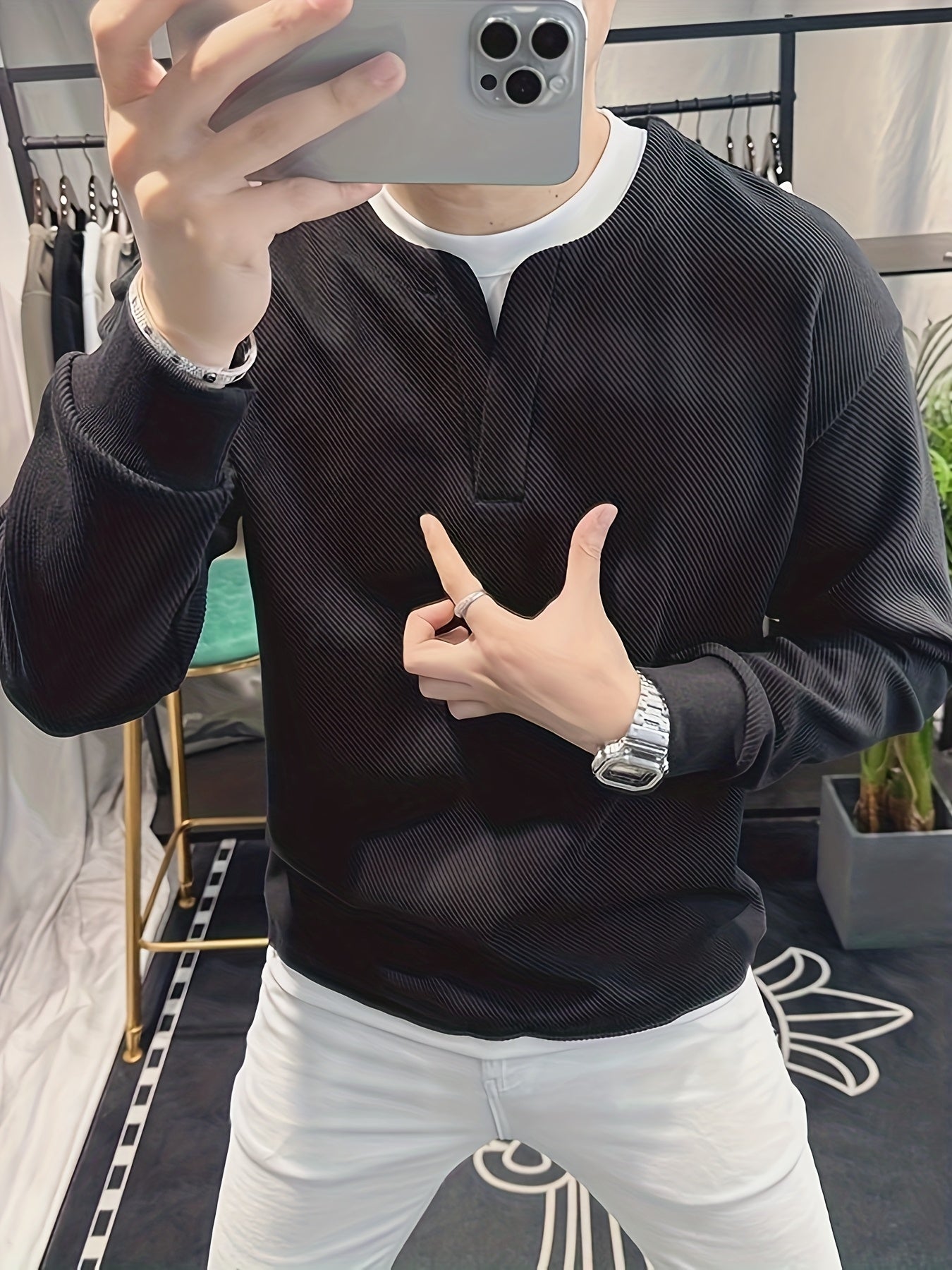 Classic Half-Zip Knit Sweater for Men