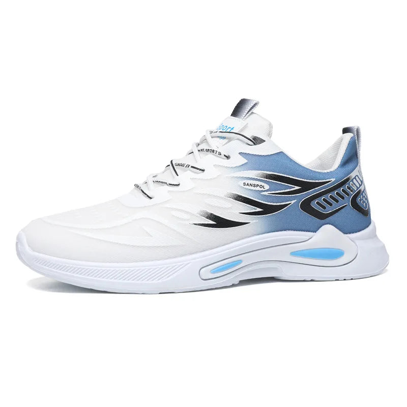 2025 Men's Trendy Casual Running Sneakers Breathable Platform Height Increasing Lace-Up Closure Mesh New Style Walking Shoes