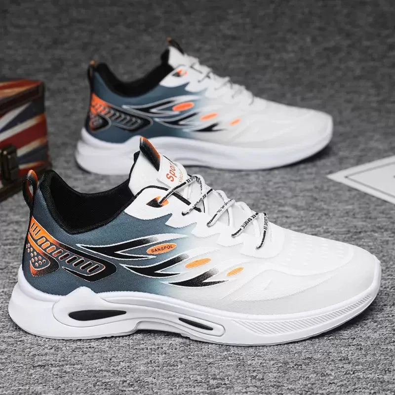 2025 Men's Trendy Casual Running Sneakers Breathable Platform Height Increasing Lace-Up Closure Mesh New Style Walking Shoes