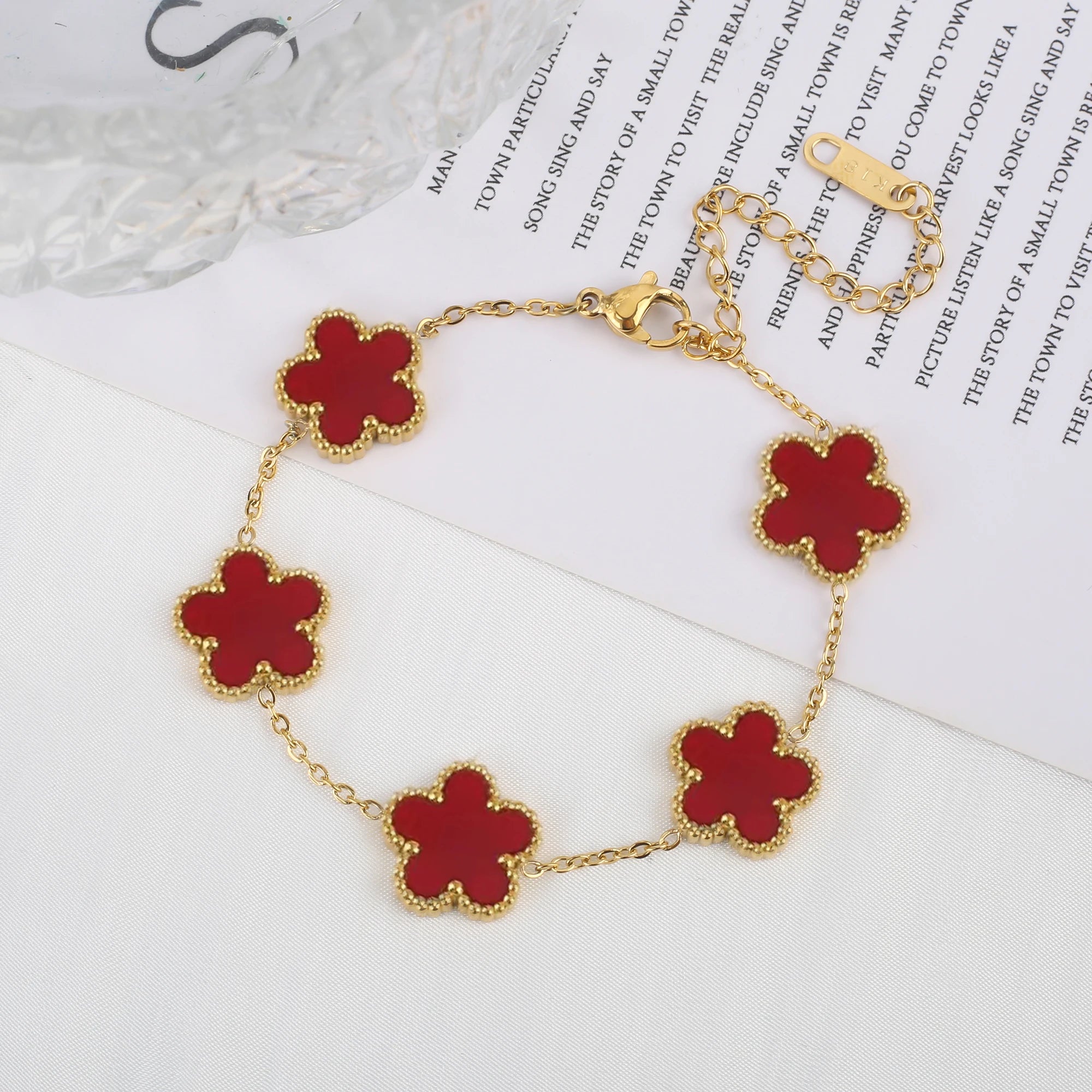 Five Leaf Flower Adjustable Bracelet