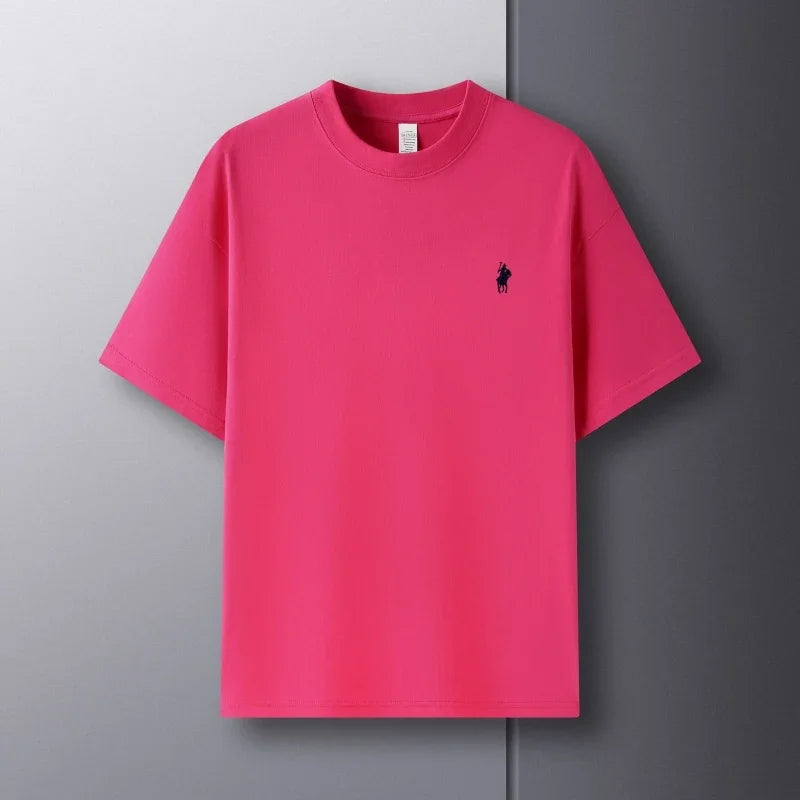 100% pure cotton men's short sleeve T-shirt high-end luxury brand pony embroidery casual round neck summer new fashion Paul top