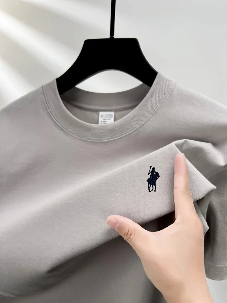 100% pure cotton men's short sleeve T-shirt high-end luxury brand pony embroidery casual round neck summer new fashion Paul top