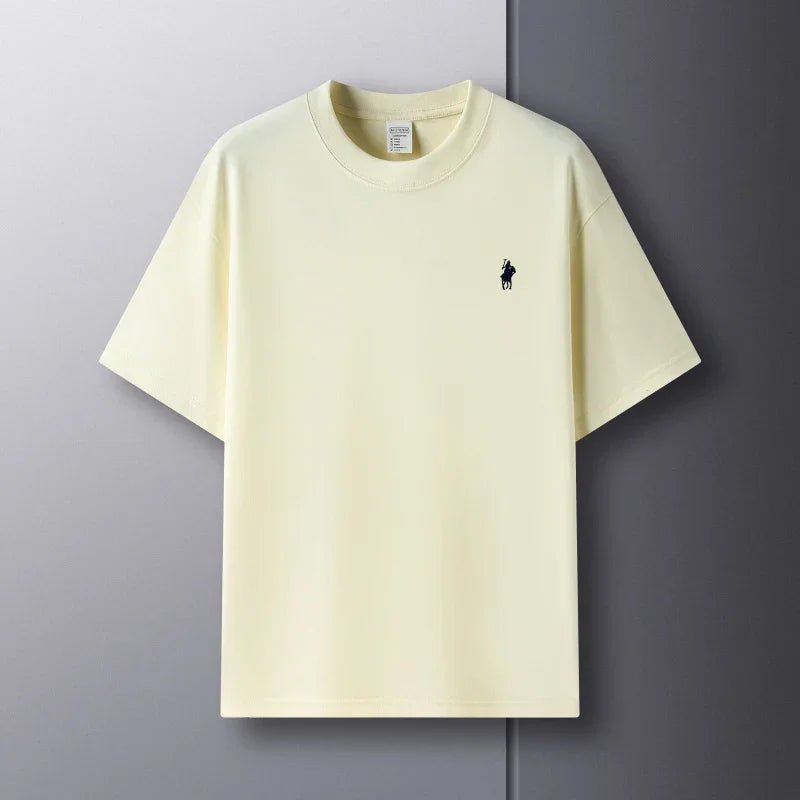 100% pure cotton men's short sleeve T-shirt high-end luxury brand pony embroidery casual round neck summer new fashion Paul top