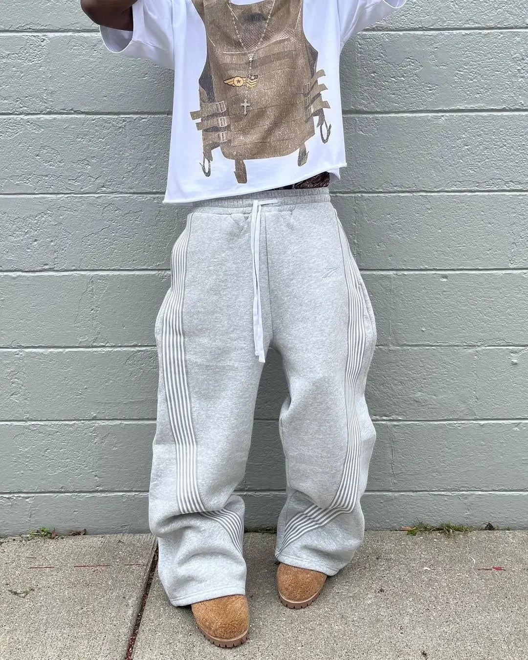 Y2k Embroidered Gray Pants