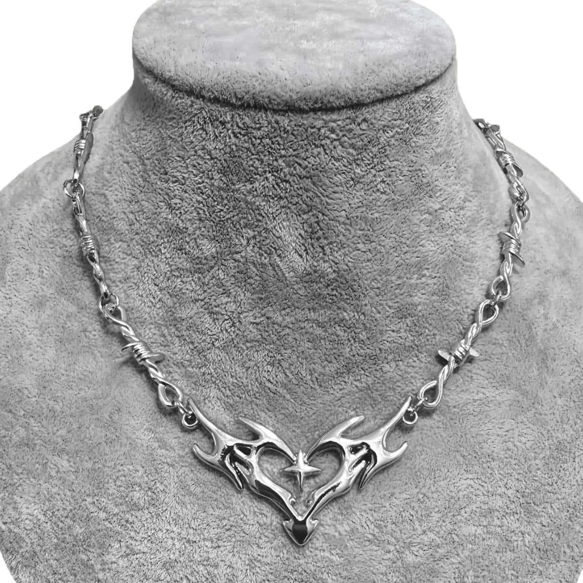 Cross Flame Heart Choker