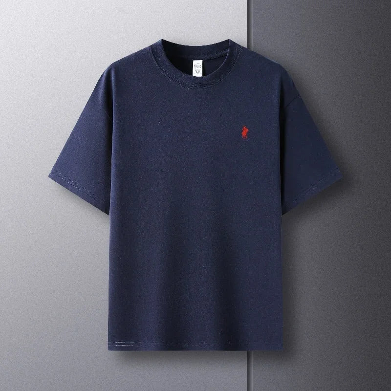 100% pure cotton men's short sleeve T-shirt high-end luxury brand pony embroidery casual round neck summer new fashion Paul top