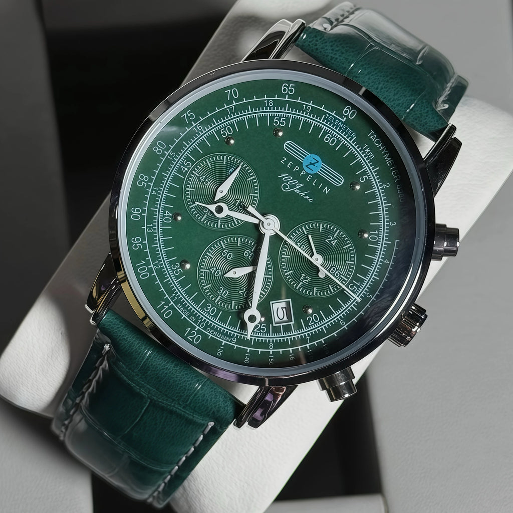 2025 New luxury brand zeppelin multifunctional fashionable six pin watch with calendar blue green gift quartz watch
