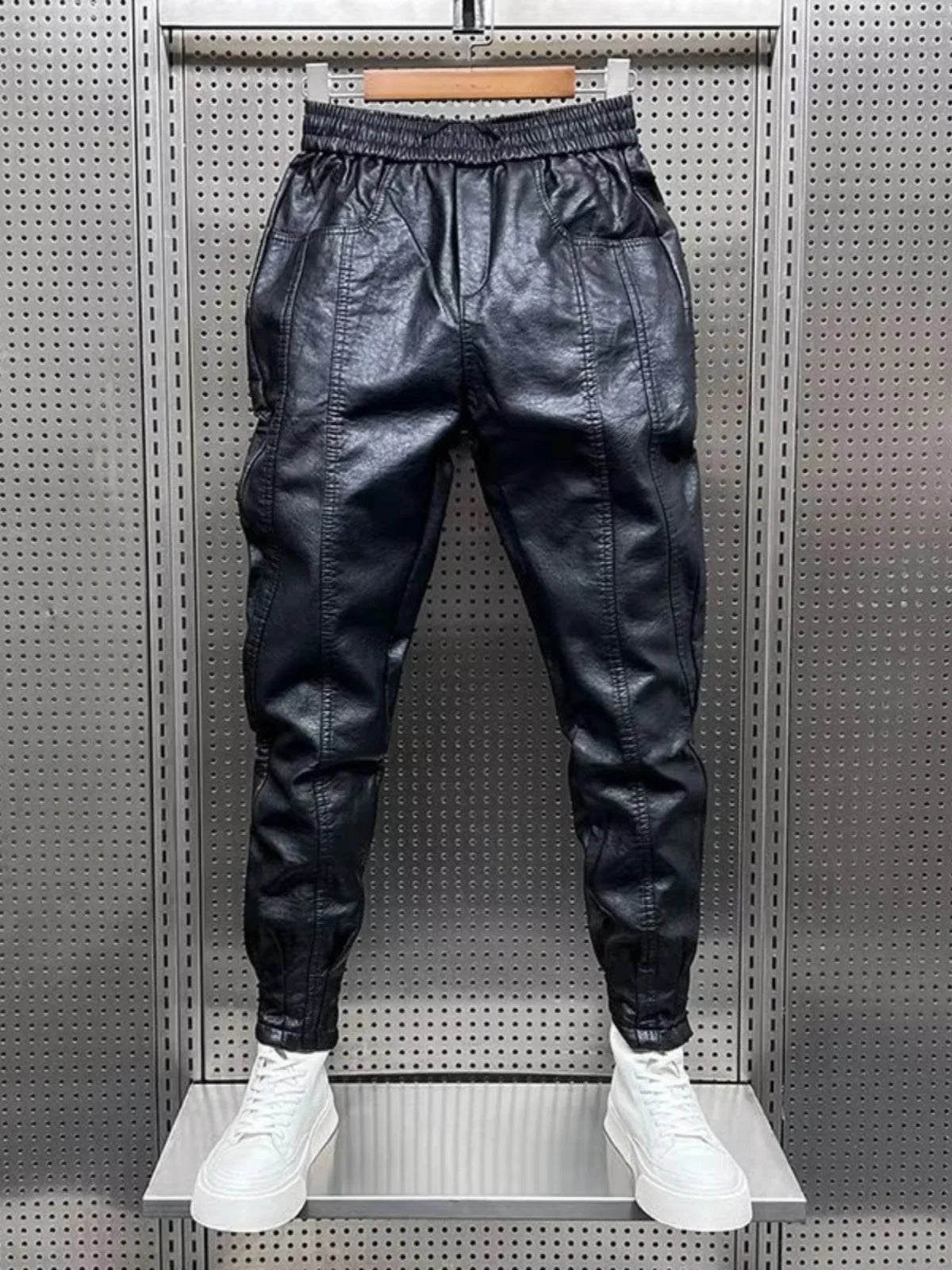 Men's Fce Lined Windproof Motorcycle Leather Pants