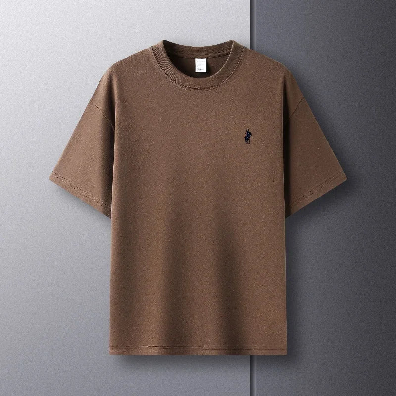 100% pure cotton men's short sleeve T-shirt high-end luxury brand pony embroidery casual round neck summer new fashion Paul top