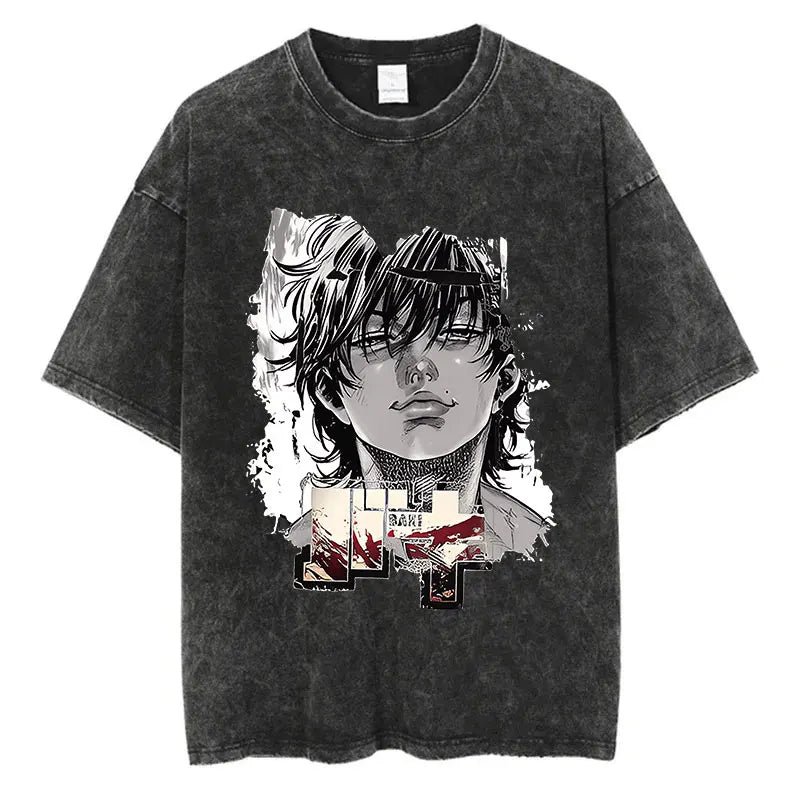 Anime Baki Haman Tshirts Harajuku Vintage 100% Cotton 2024 New Washed T Shirt For Men Hip Hop Streetwear Oversize T-shirt