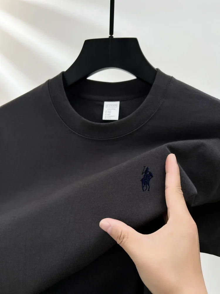 100% pure cotton men's short sleeve T-shirt high-end luxury brand pony embroidery casual round neck summer new fashion Paul top