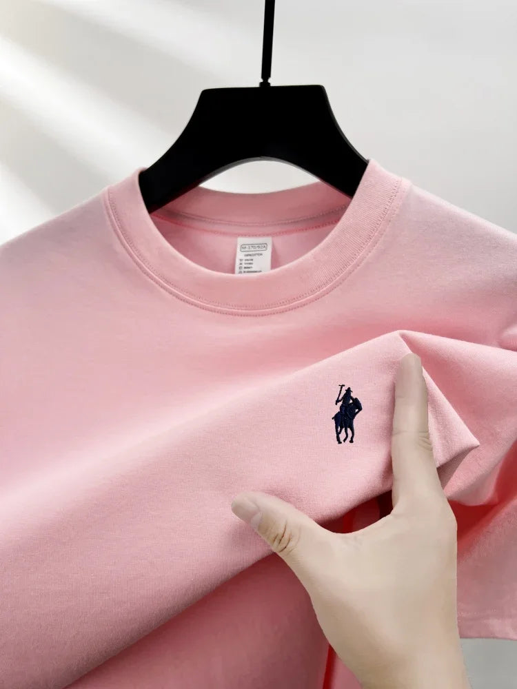 100% pure cotton men's short sleeve T-shirt high-end luxury brand pony embroidery casual round neck summer new fashion Paul top