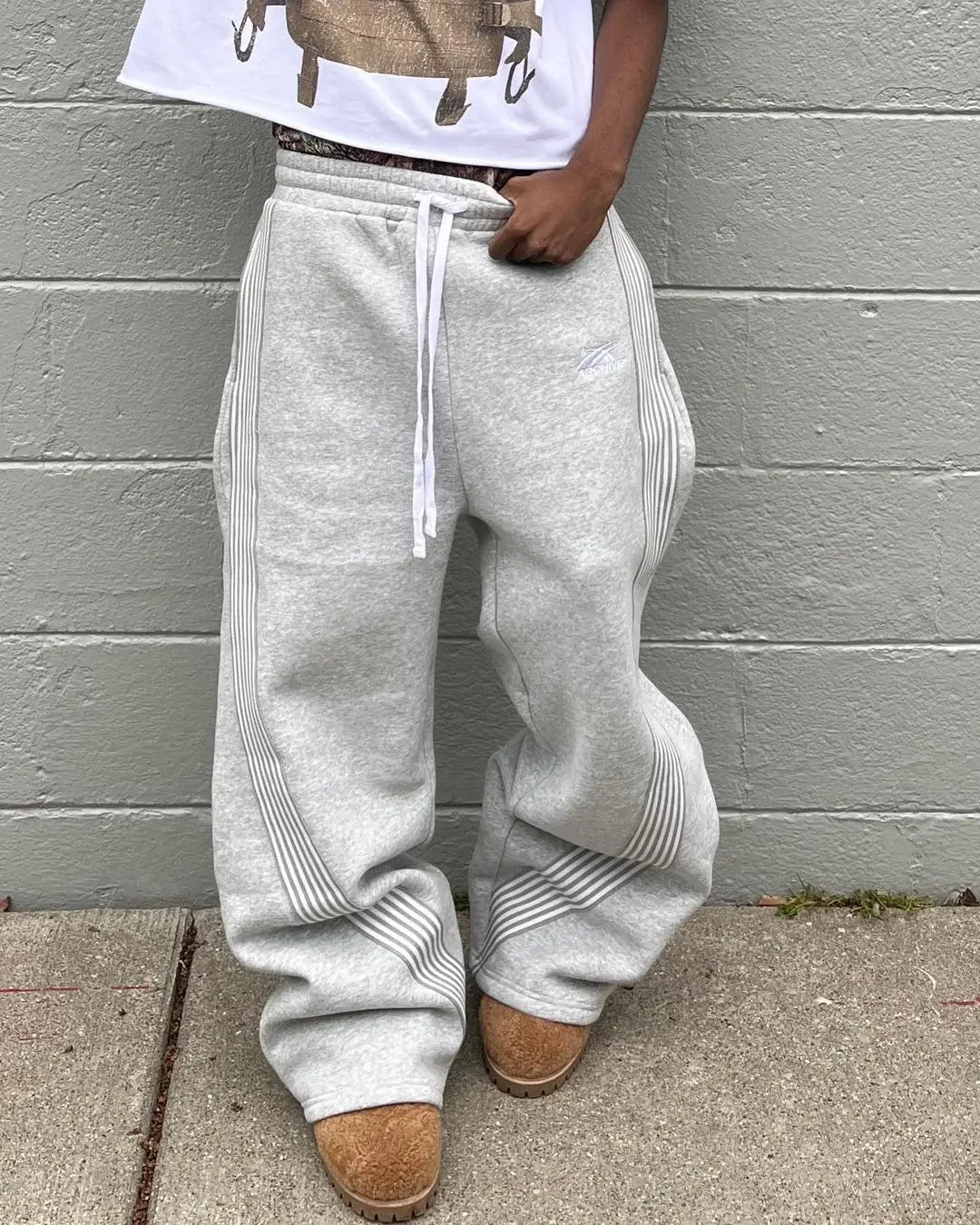 Y2k Embroidered Gray Pants