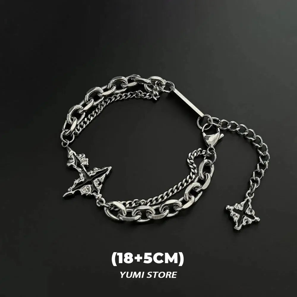 Punk Black Flame Cross Necklace