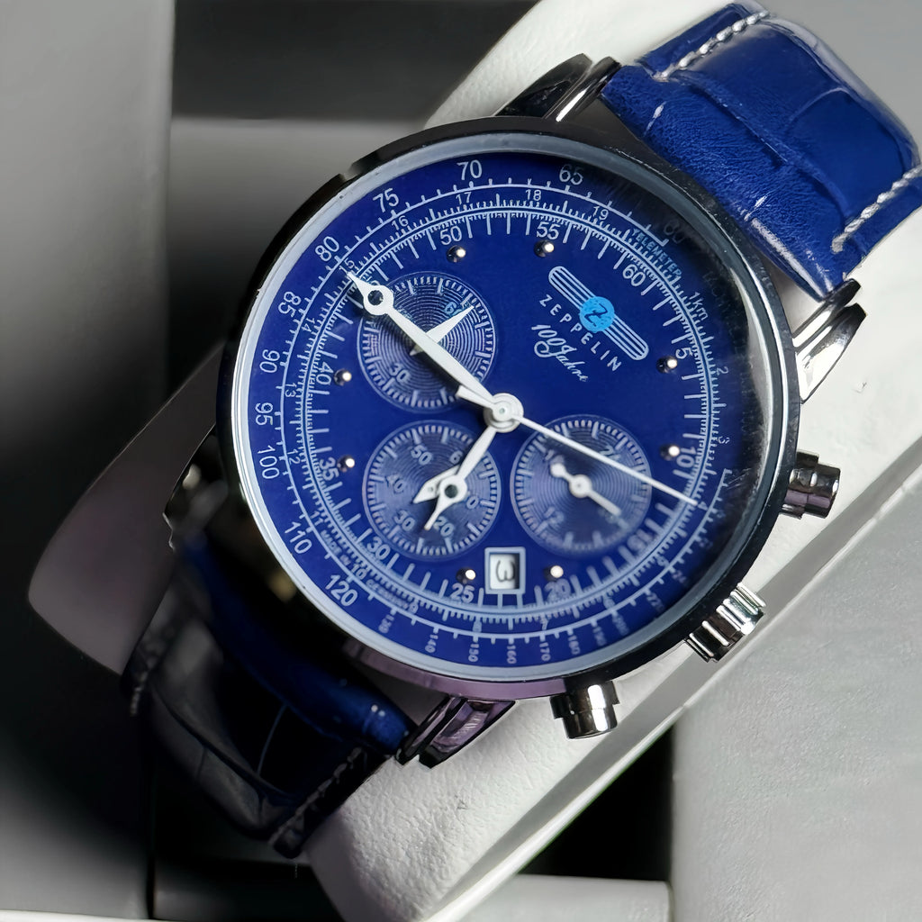 2025 New luxury brand zeppelin multifunctional fashionable six pin watch with calendar blue green gift quartz watch