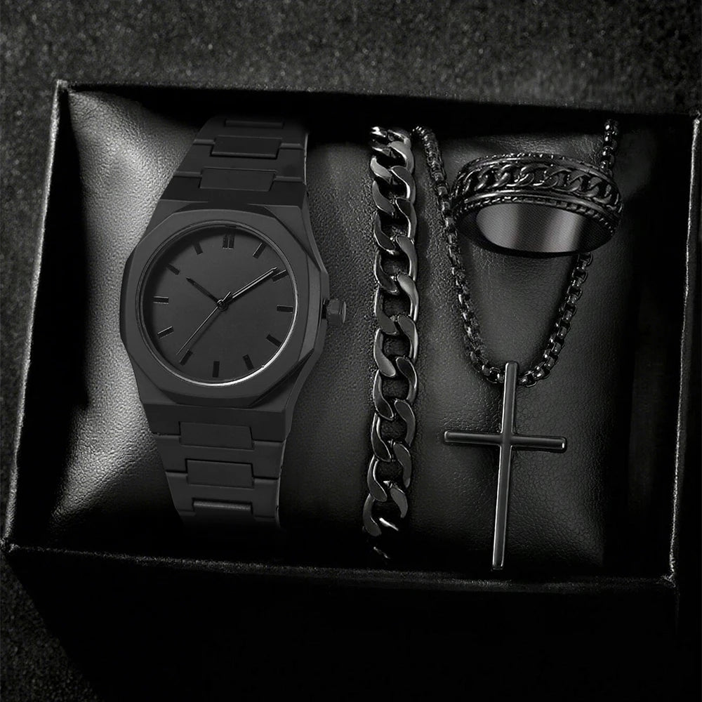 Black Men's Watch Set