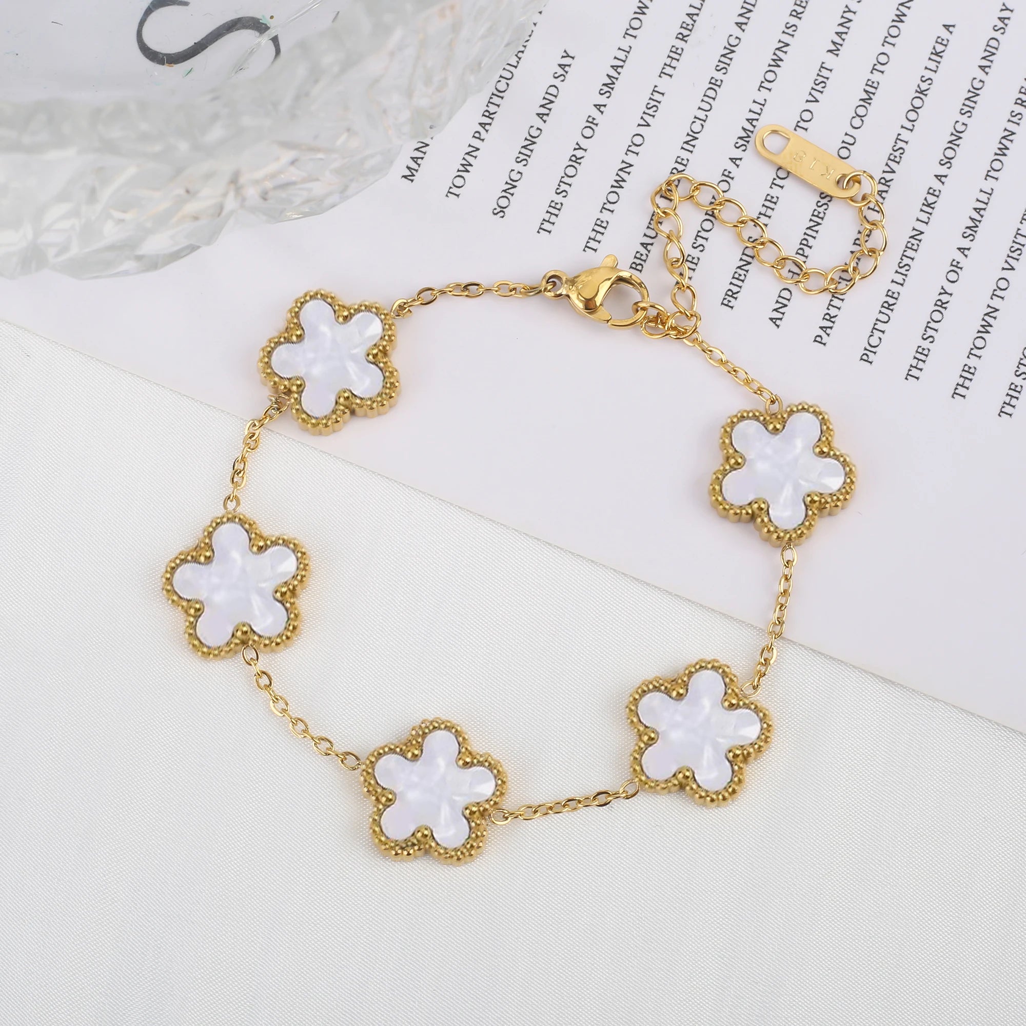 Five Leaf Flower Adjustable Bracelet