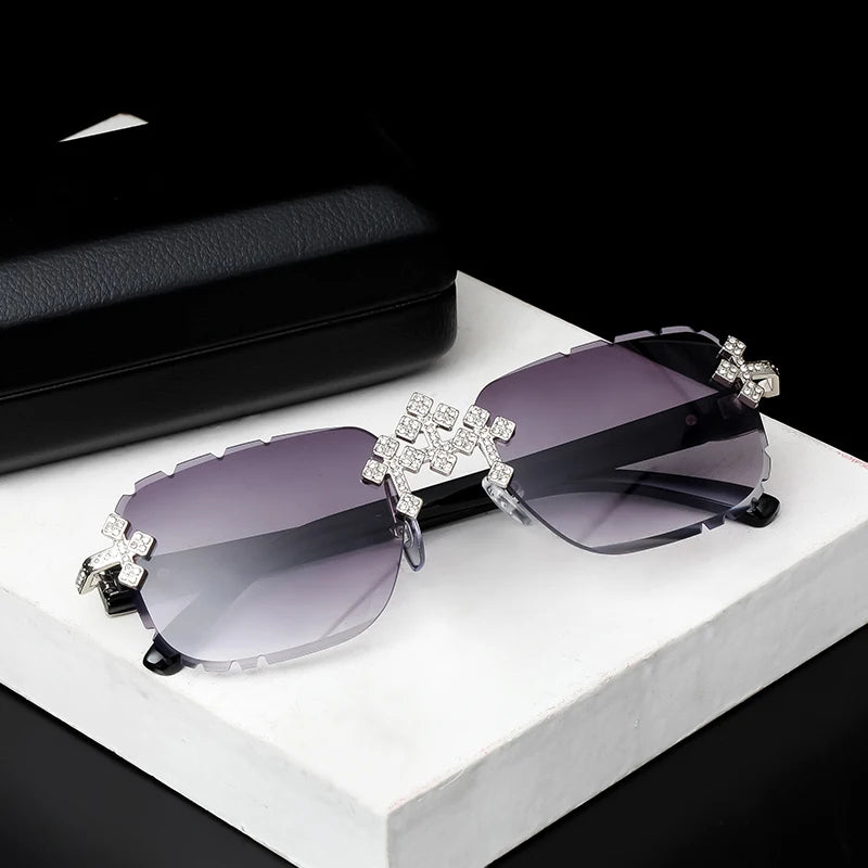 Square Rimless Sunglasses For Women