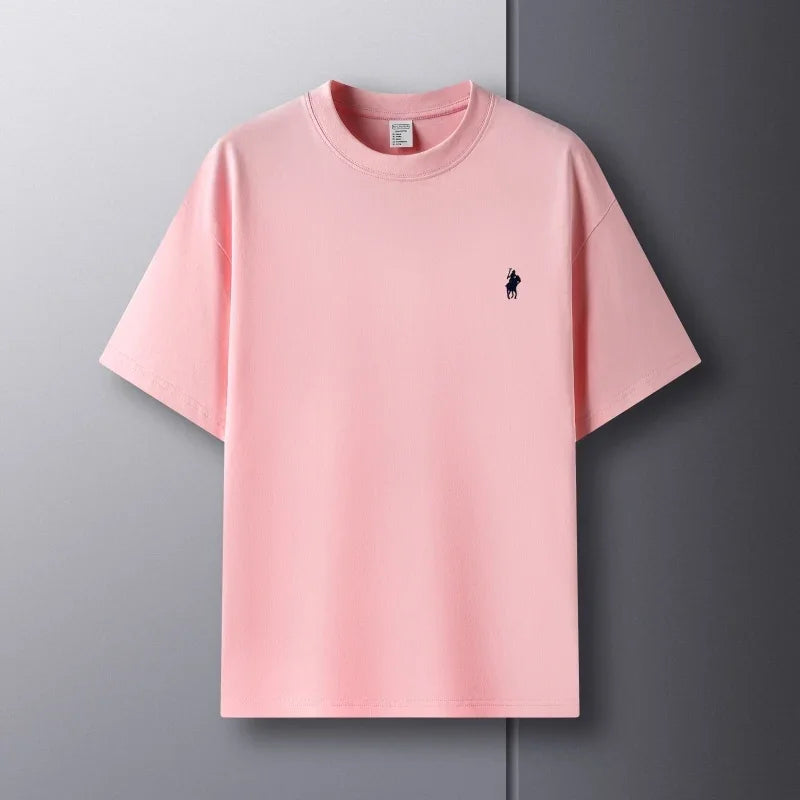 100% pure cotton men's short sleeve T-shirt high-end luxury brand pony embroidery casual round neck summer new fashion Paul top