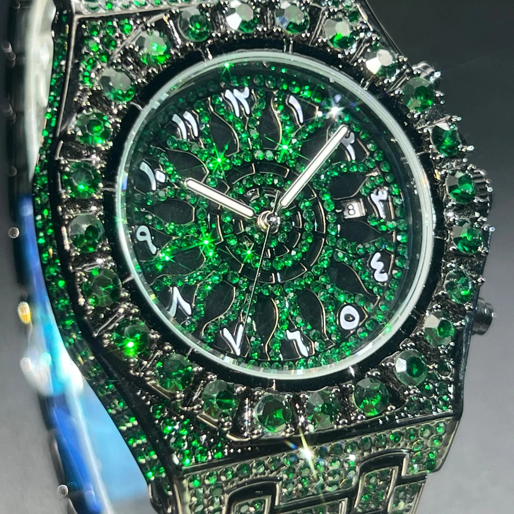 Hip Hop Green Diamond Watch For Men Fashion
