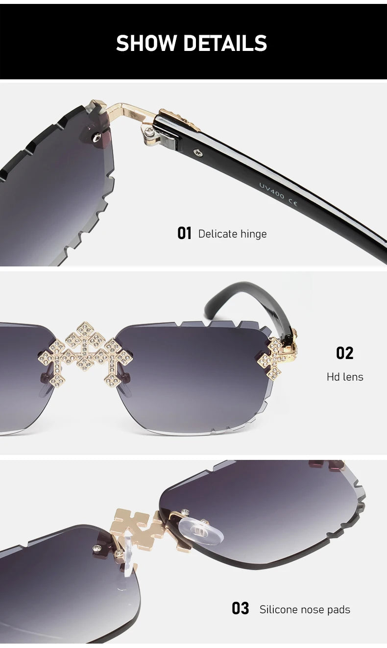 Square Rimless Sunglasses For Women