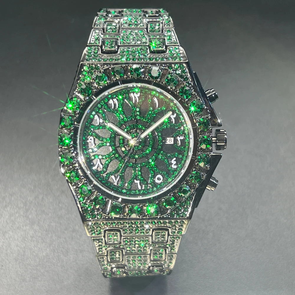 Hip Hop Green Diamond Watch For Men Fashion