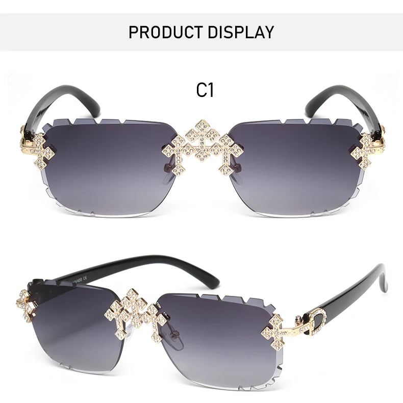 Square Rimless Sunglasses For Women
