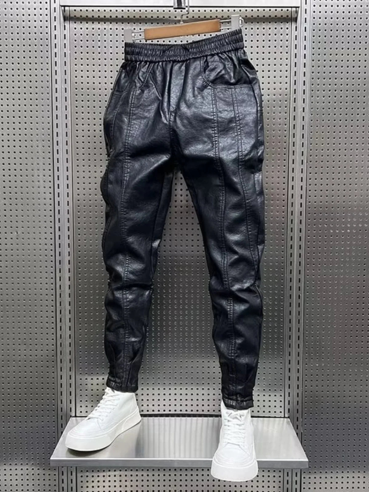 Men's Fce Lined Windproof Motorcycle Leather Pants