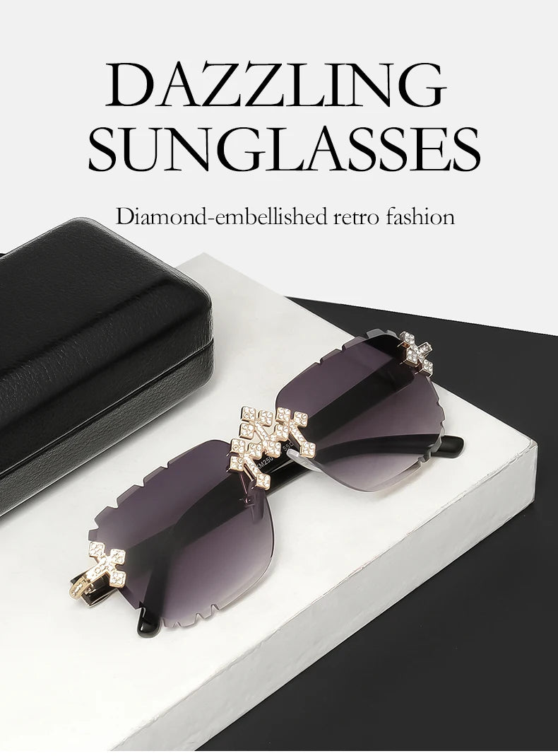 Square Rimless Sunglasses For Women