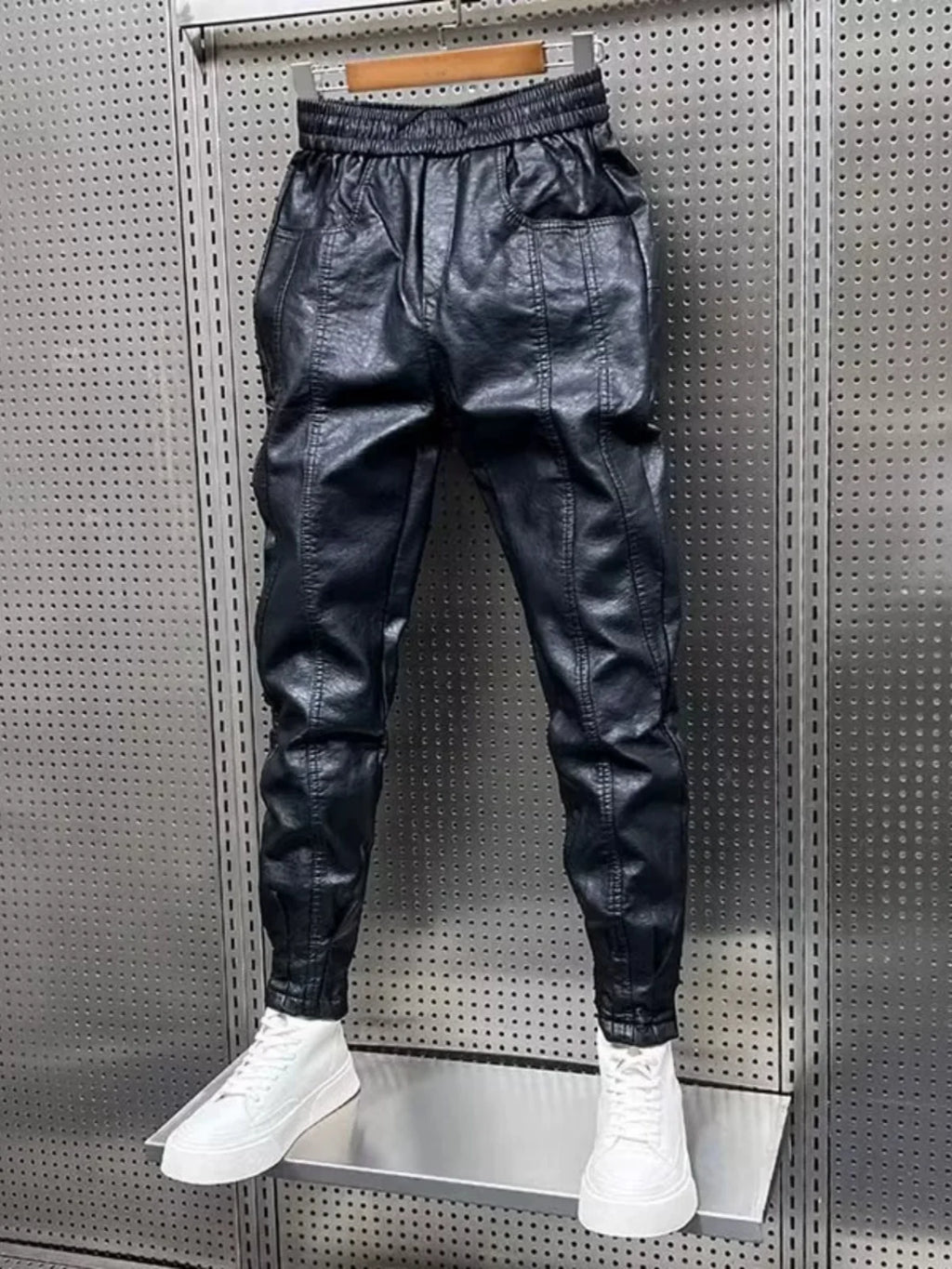 Men's Fce Lined Windproof Motorcycle Leather Pants