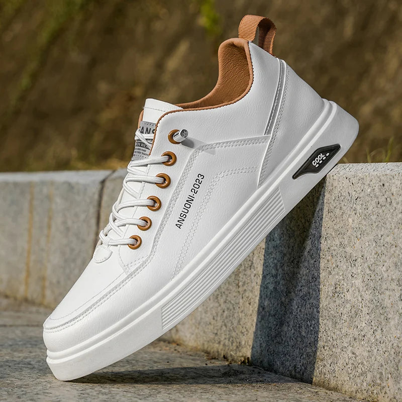 2025 New Spring and Autumn Men's White Low-Top Casual Shoes, Minimalist, Versatile, Comfortable and Breathable Men's Shoes