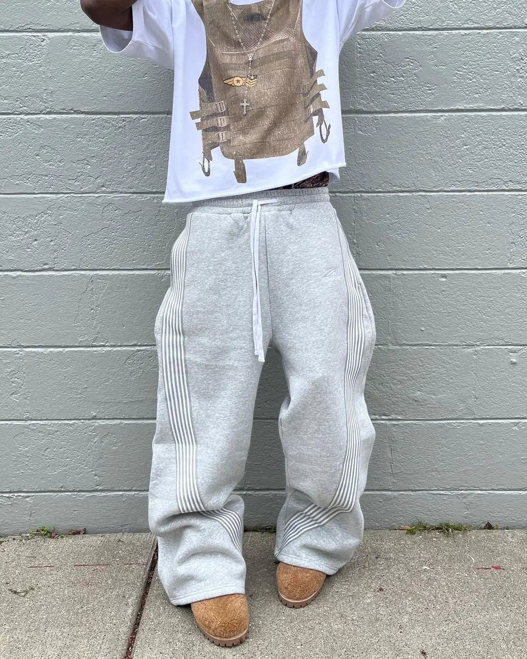 Y2k Embroidered Gray Pants