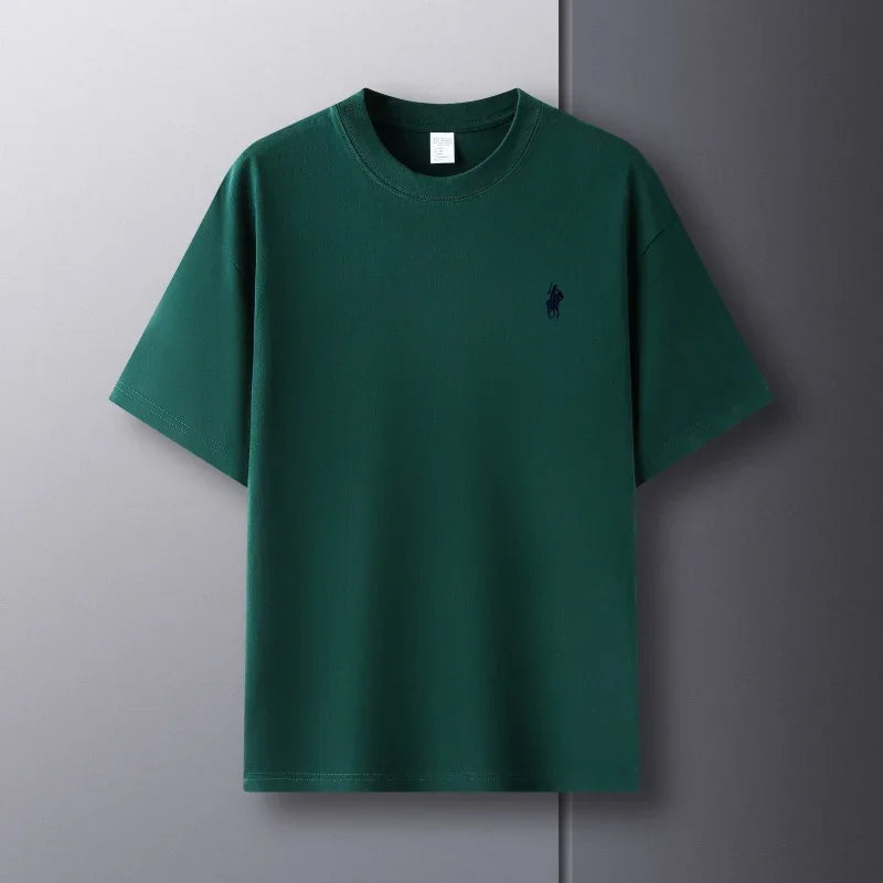 100% pure cotton men's short sleeve T-shirt high-end luxury brand pony embroidery casual round neck summer new fashion Paul top