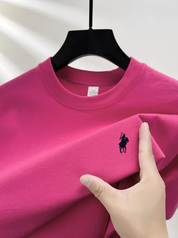 100% pure cotton men's short sleeve T-shirt high-end luxury brand pony embroidery casual round neck summer new fashion Paul top