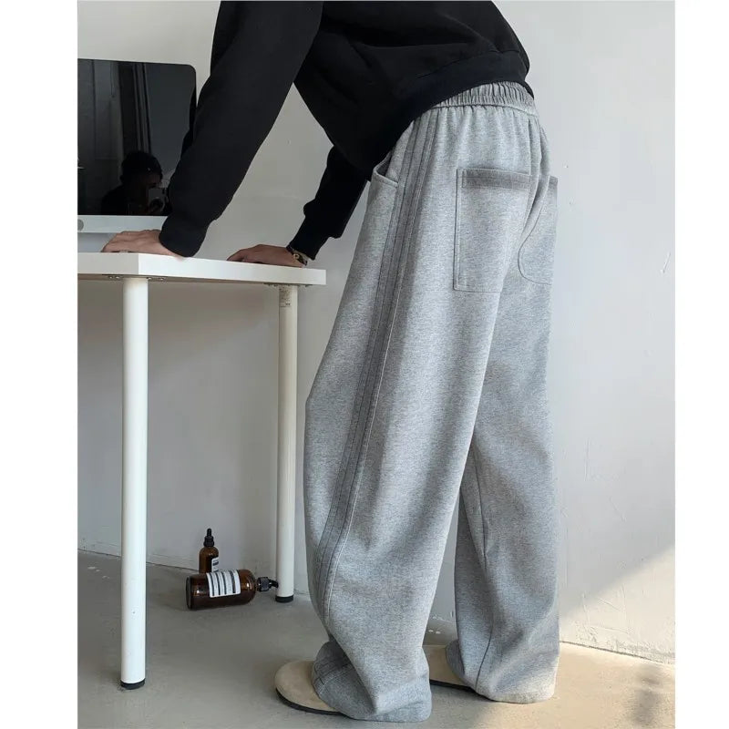 Men's Side Striped Wide Leg Outdoor sports pants