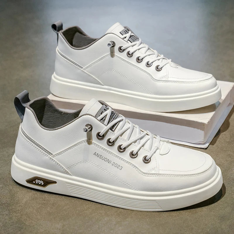 2025 New Spring and Autumn Men's White Low-Top Casual Shoes, Minimalist, Versatile, Comfortable and Breathable Men's Shoes