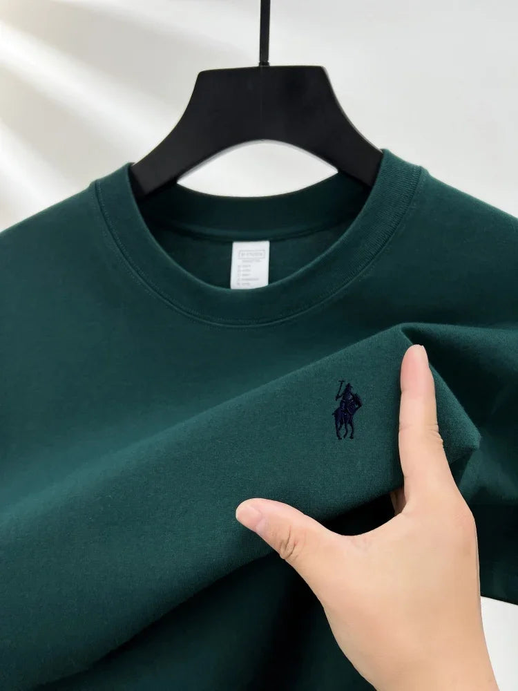 100% pure cotton men's short sleeve T-shirt high-end luxury brand pony embroidery casual round neck summer new fashion Paul top