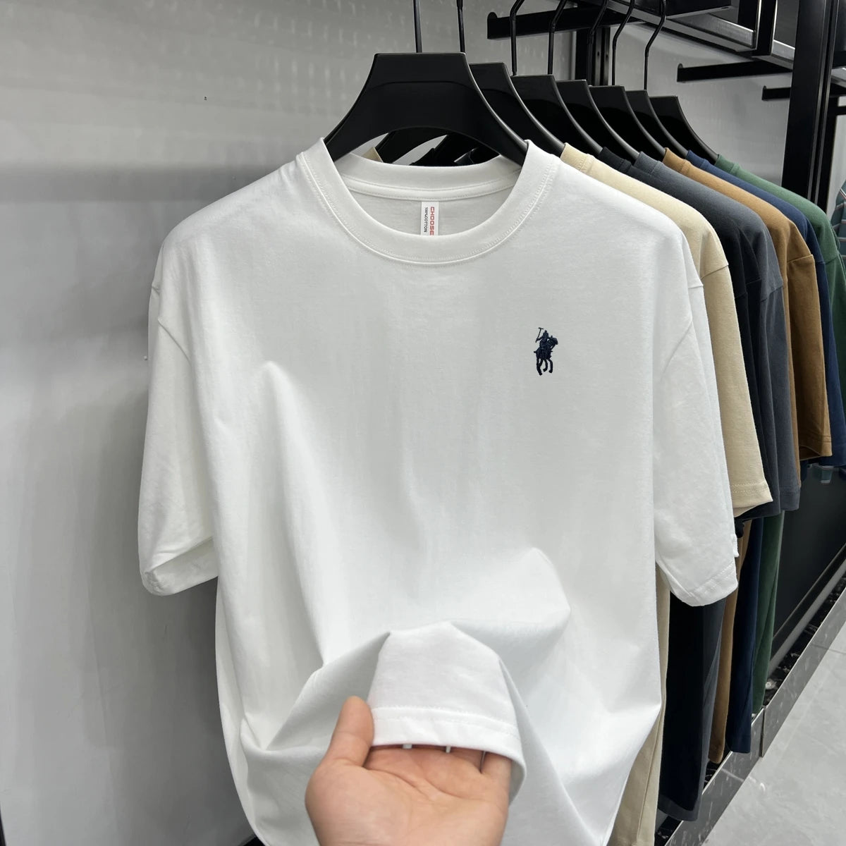 100% pure cotton men's short sleeve T-shirt high-end luxury brand pony embroidery casual round neck summer new fashion Paul top